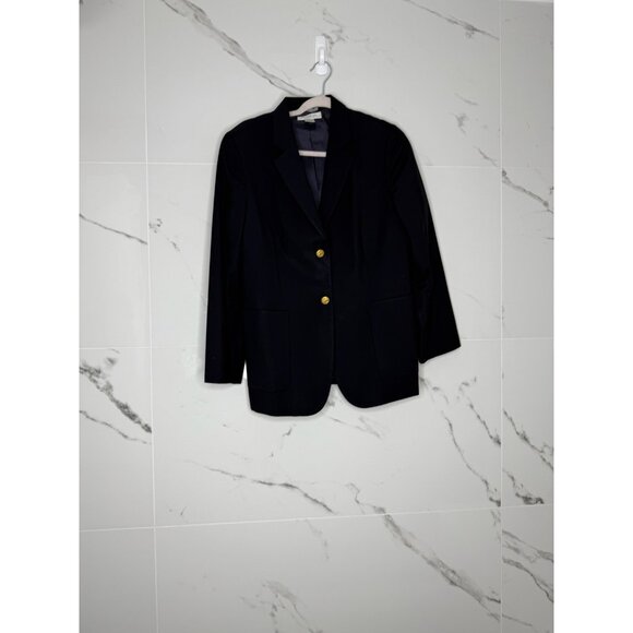 Brooks Brothers Navy Blazer Womens 12 Wool Gold Shank Buttons Loro Piano Italy - Picture 1 of 9